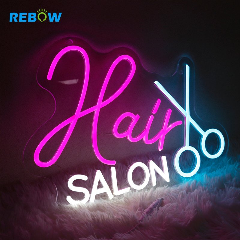 Rebow Wholesale Led logo Light Hair Salon Wedding Dropshipping Neon Sign for Bedroom Party Home Decor