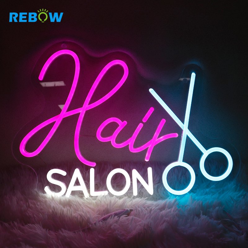 Rebow Wholesale Led logo Light Hair Salon Wedding Dropshipping Neon Sign for Bedroom Party Home Decor