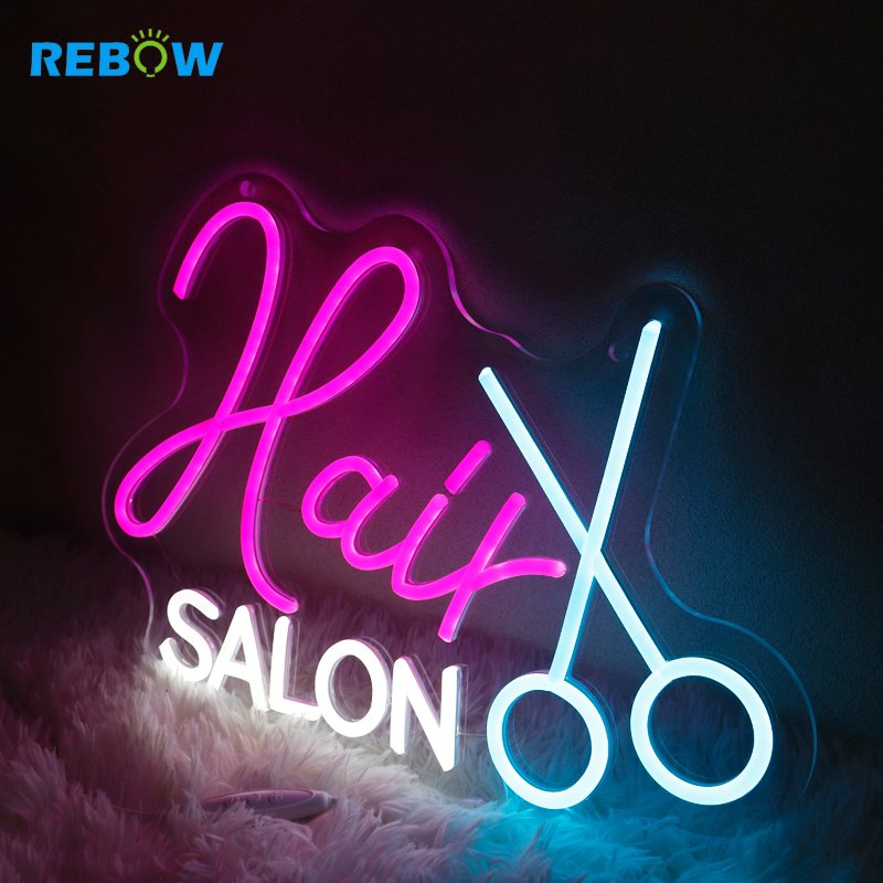 Rebow Wholesale Led logo Light Hair Salon Wedding Dropshipping Neon Sign for Bedroom Party Home Decor