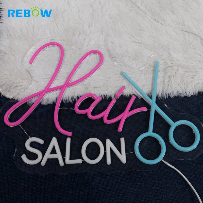 Rebow Wholesale Led logo Light Hair Salon Wedding Dropshipping Neon Sign for Bedroom Party Home Decor