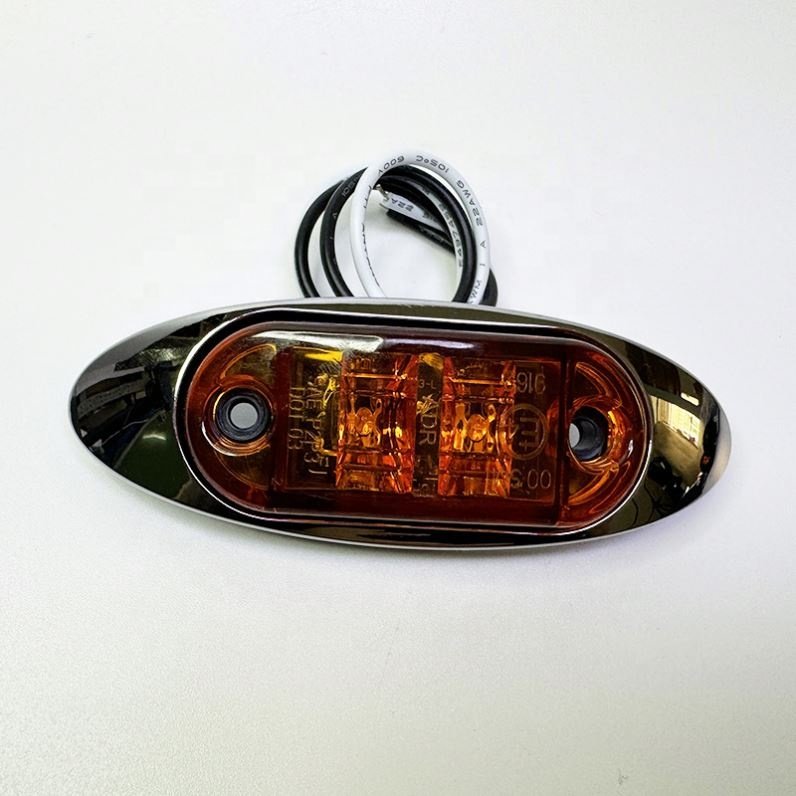 E-mark 10-30V Led Lamp with Chrome Cover, Led Side Marker Lights for Trailers Bus KingLong Bus