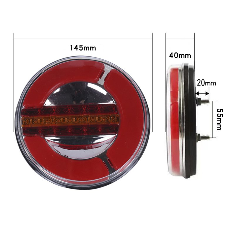 Car Additional Lighting Red Yellow Dynamic Flashing Safety Work Signal Warning Light LED24V Truck Side Tailgate Light Universal