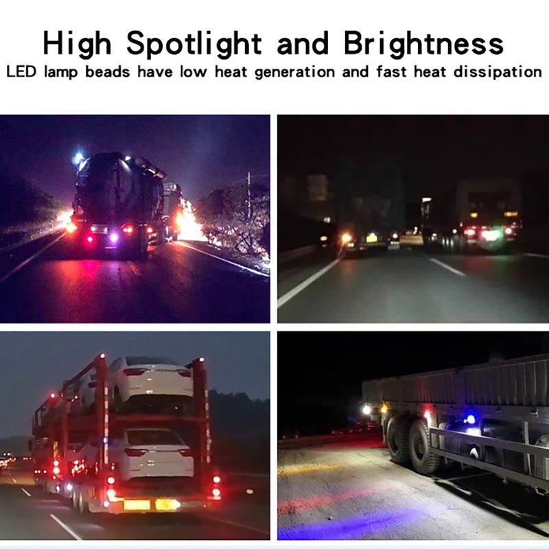 Car Additional Lighting Red Yellow Dynamic Flashing Safety Work Signal Warning Light LED24V Truck Side Tailgate Light Universal
