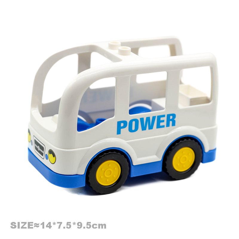 Big Building Blocks Vehicle Transport Accessories Engineering Roadster Bus Compatible Duplos Tractor Car Model Children Toy Gift