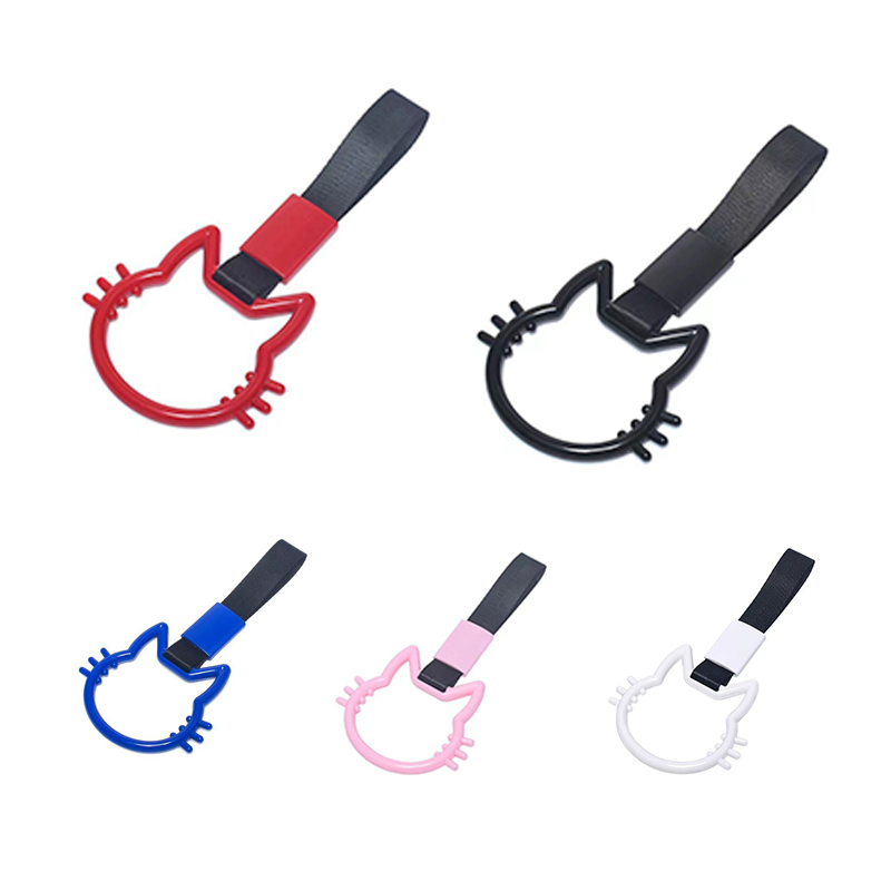 JDM Tsurikawa Ring Cat Design Interior Handle Hand Strap Bus Subway Train Warning Charm