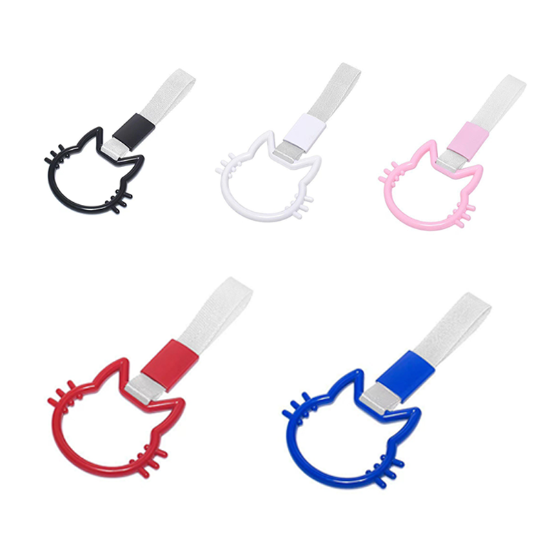 JDM Tsurikawa Ring Cat Design Interior Handle Hand Strap Bus Subway Train Warning Charm