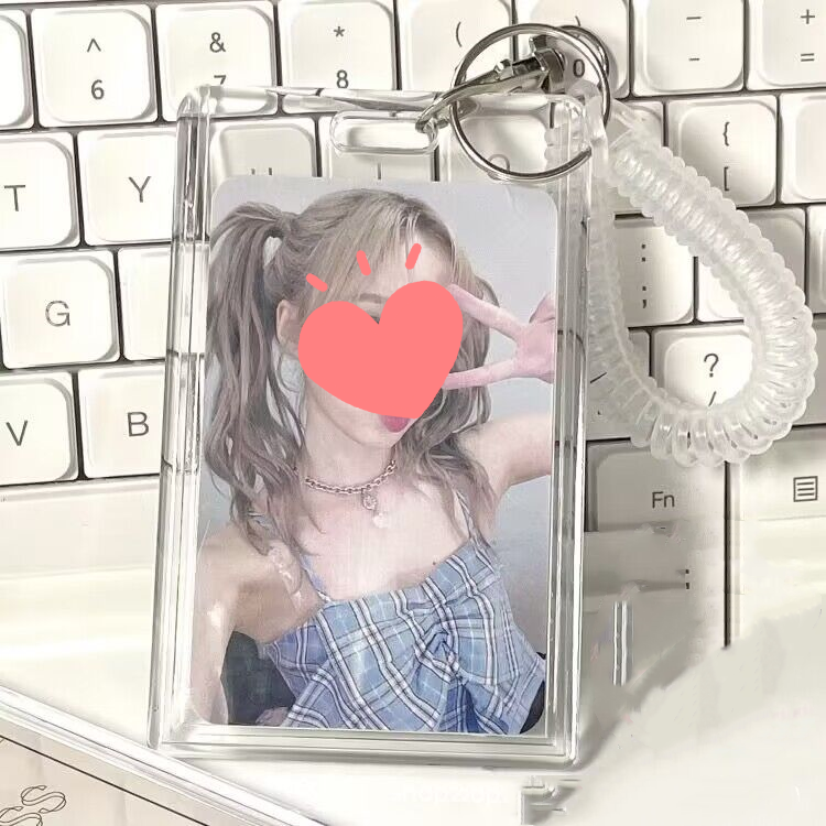 Cute Acrylic Kpop Photocard Keychain Holder 3 Inch Credit Id Bank Card Bus Card Student Card Pendant Album Keychain Badge Holder
