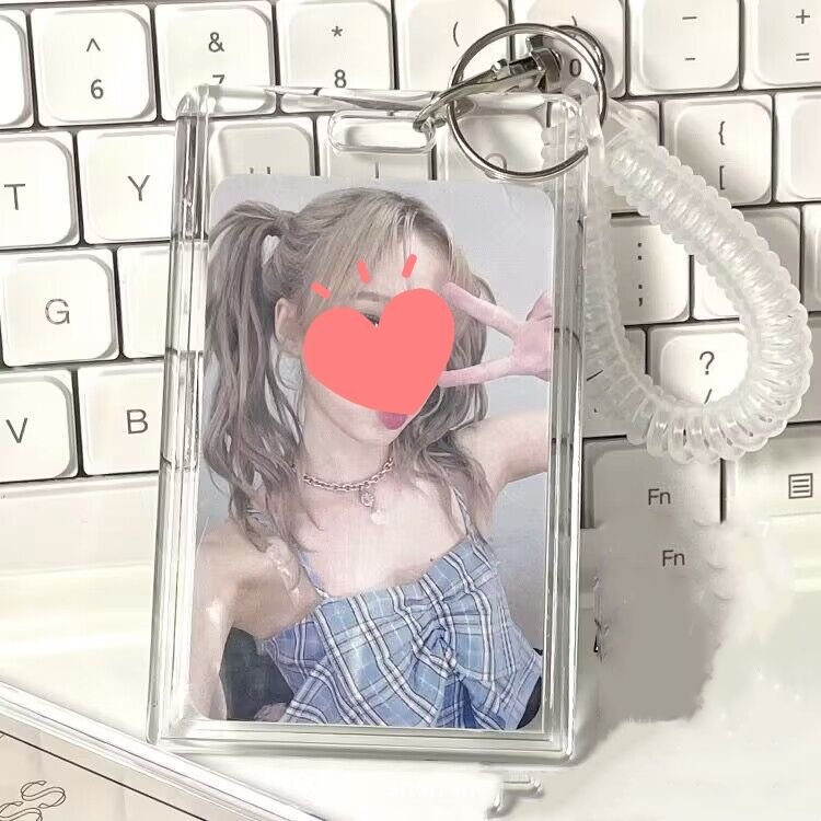 Cute Acrylic Kpop Photocard Keychain Holder 3 Inch Credit Id Bank Card Bus Card Student Card Pendant Album Keychain Badge Holder