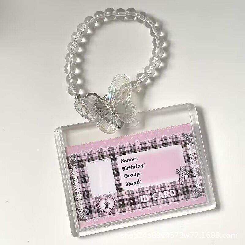 Cute Acrylic Kpop Photocard Keychain Holder 3 Inch Credit Id Bank Card Bus Card Student Card Pendant Album Keychain Badge Holder