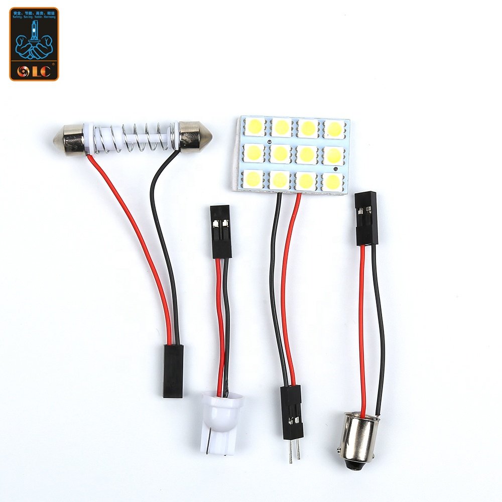 12 18 SMD 5050 LED Auto Panel Light Reading Dome Bulb Car Interior Roof Map Lamp With T10 W5W C5W C10W Festoon 2 Adapter Base18