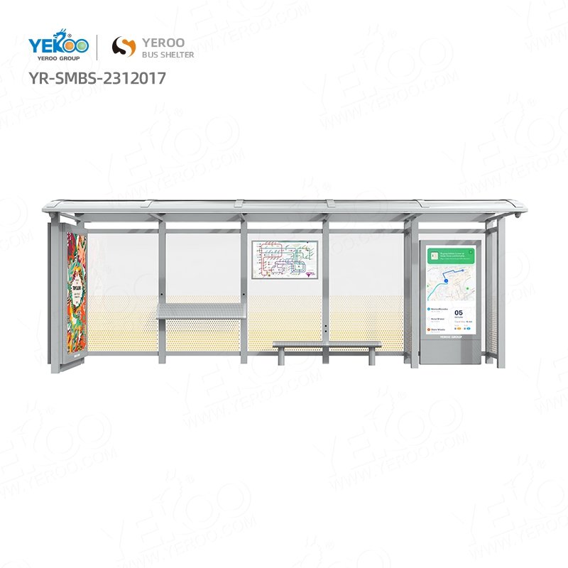Outdoor Metal Bus Stop Station With Digital Signage Design