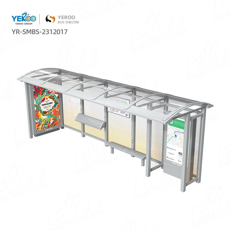 Outdoor Metal Bus Stop Station With Digital Signage Design