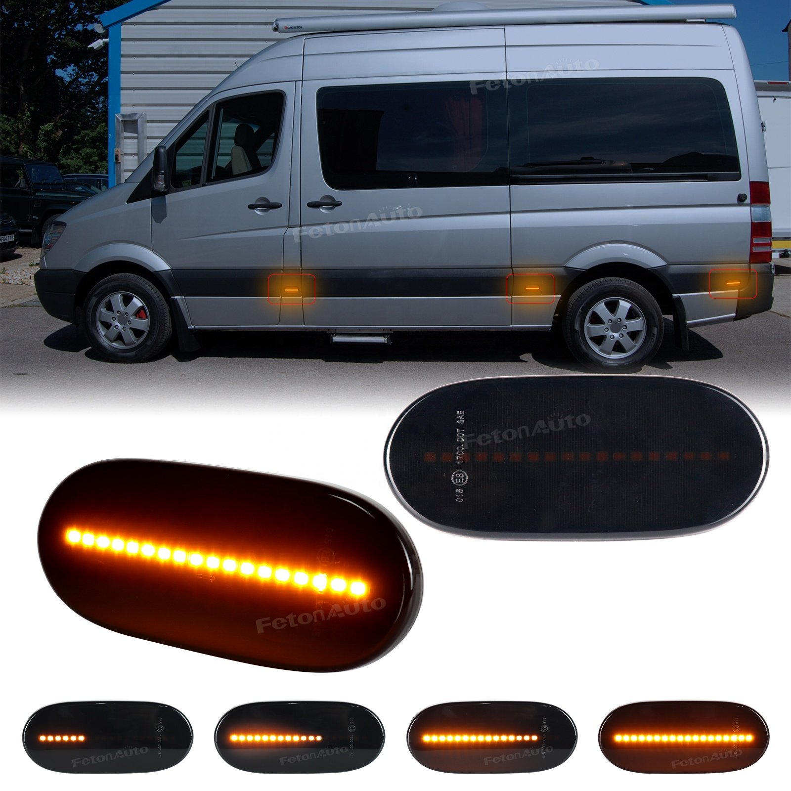 W906 Led Dynamic Side Marker Signals Lights for VW Crafter Van Minibus Benz Sprinter W906 Sequential Repeater Indicators Lamps