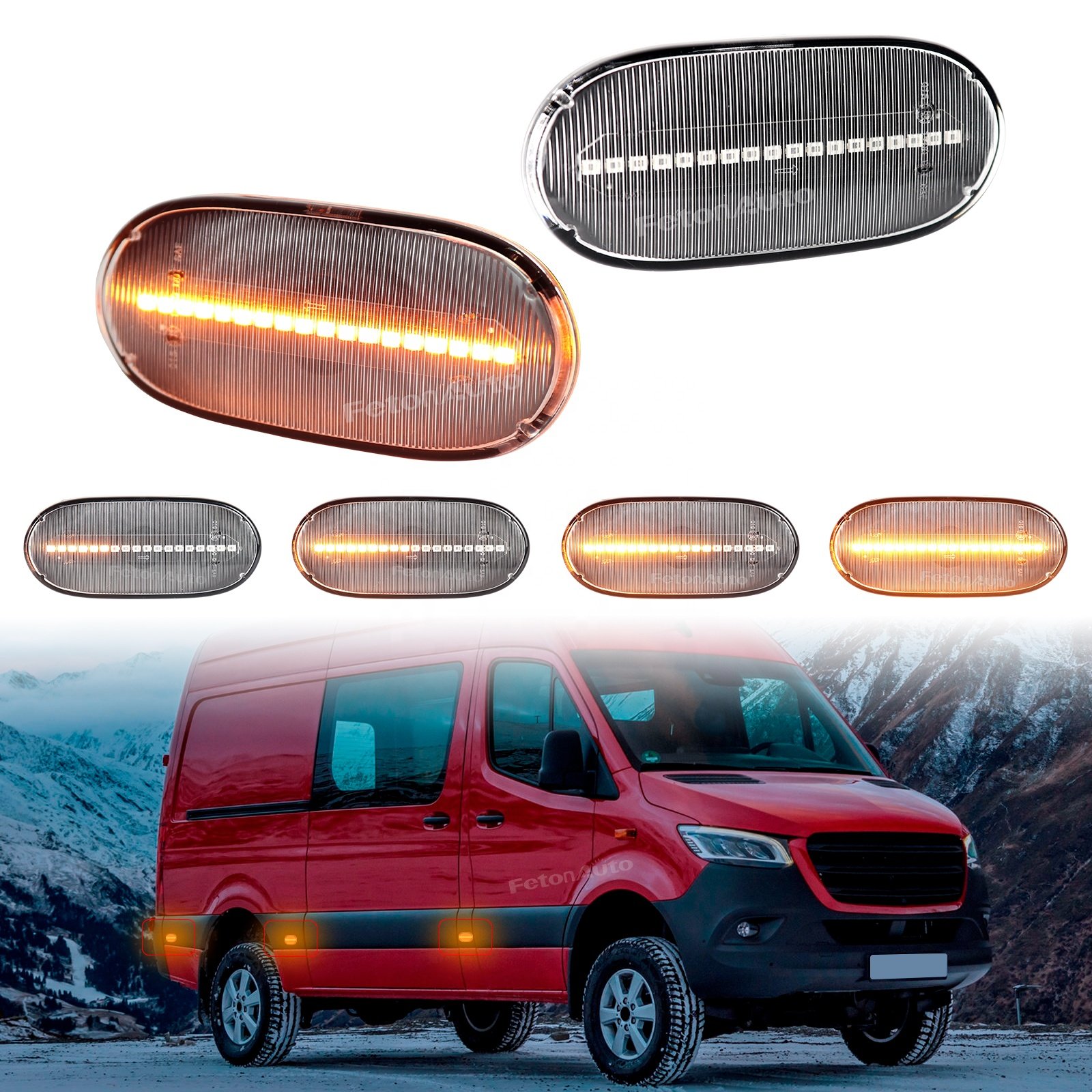 W906 Led Dynamic Side Marker Signals Lights for VW Crafter Van Minibus Benz Sprinter W906 Sequential Repeater Indicators Lamps