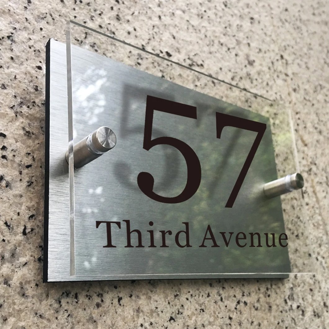 Wall Mounted Acrylic Street Name and Numbers Metal House Number Sign Wall Art Decor Personalized Address Plaque Door Sign