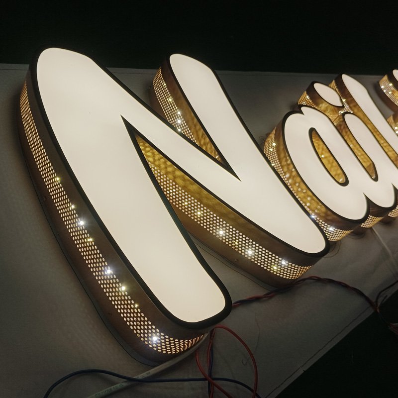 Kexian Custom Shop Advertising LED Acrylic Letter Sign 3D Channel Letter Nails SPA Signs for Store LED Sign