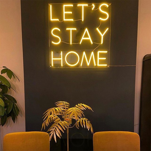 Custom Let's Stay Home Neon Sign Support Customizing Different Fonts to Decorate Bedroom Rooms Neon Light
