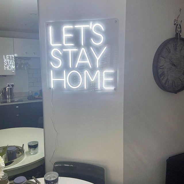 Custom Let's Stay Home Neon Sign Support Customizing Different Fonts to Decorate Bedroom Rooms Neon Light