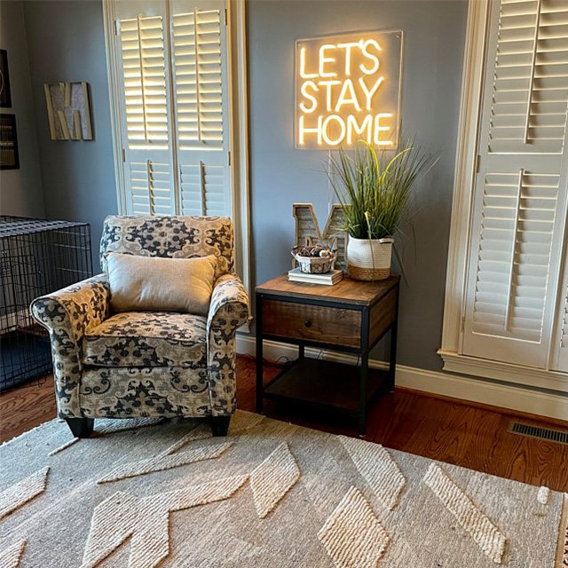 Custom Let's Stay Home Neon Sign Support Customizing Different Fonts to Decorate Bedroom Rooms Neon Light