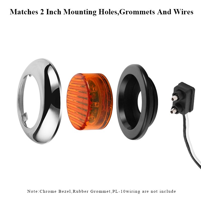 2.5" DOT Amber Red Round Car Led Side Direction Clearance Light for Bus and Truck Trailer