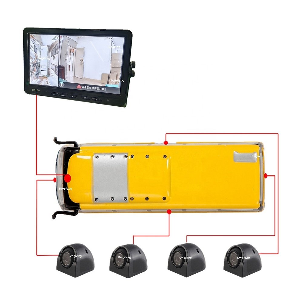 AHD 720P 360 Degree Rear View Car Camera DVR System for School Bus Truck Fire Engine Motor Home Trailer