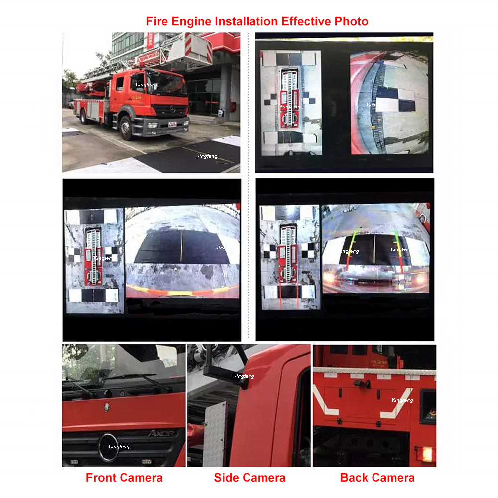 AHD 720P 360 Degree Rear View Car Camera DVR System for School Bus Truck Fire Engine Motor Home Trailer