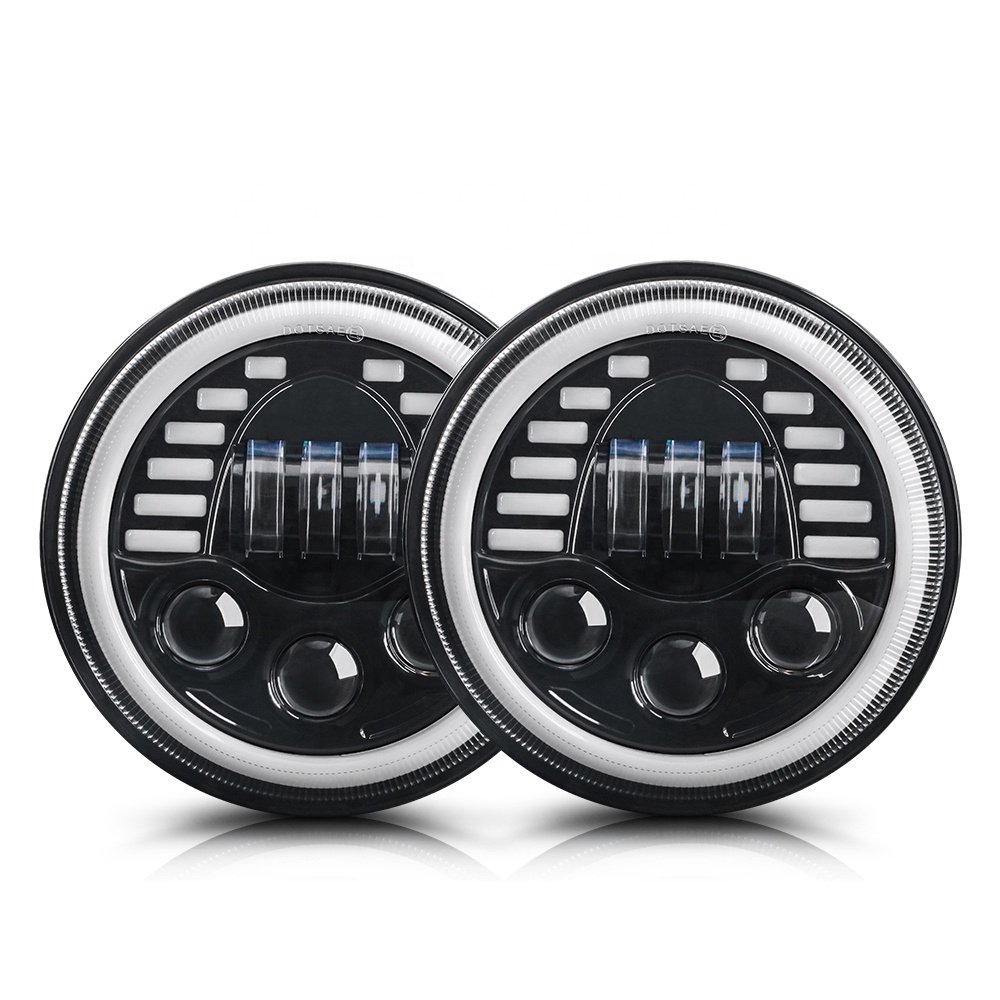 LED Spotlight Driving Lamp High Low Beam 7inch 90W Round With DRL Motorcycle Lights jeep Headlight for Car Accesorios Para Motos