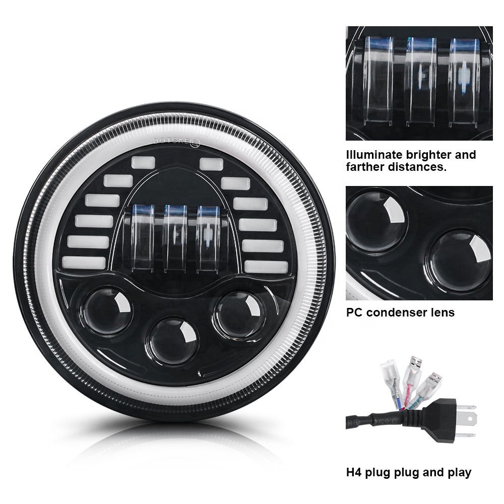 LED Spotlight Driving Lamp High Low Beam 7inch 90W Round With DRL Motorcycle Lights jeep Headlight for Car Accesorios Para Motos