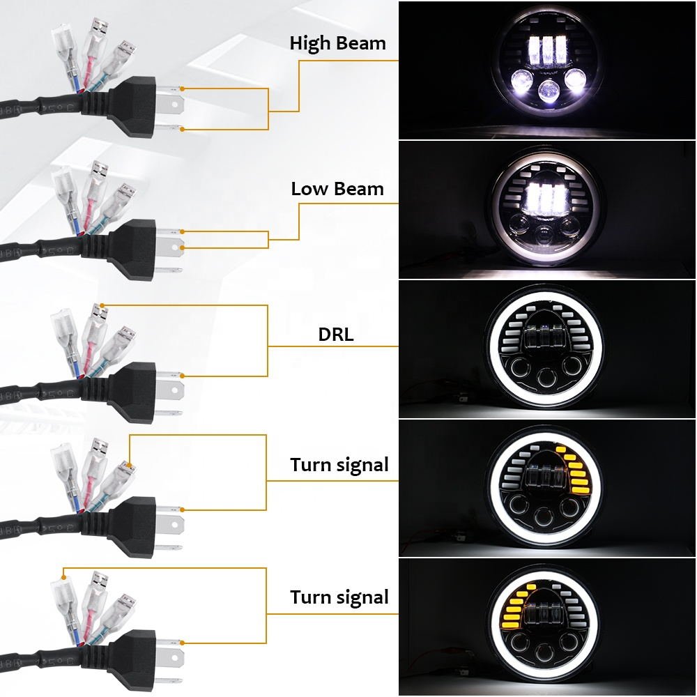 LED Spotlight Driving Lamp High Low Beam 7inch 90W Round With DRL Motorcycle Lights jeep Headlight for Car Accesorios Para Motos