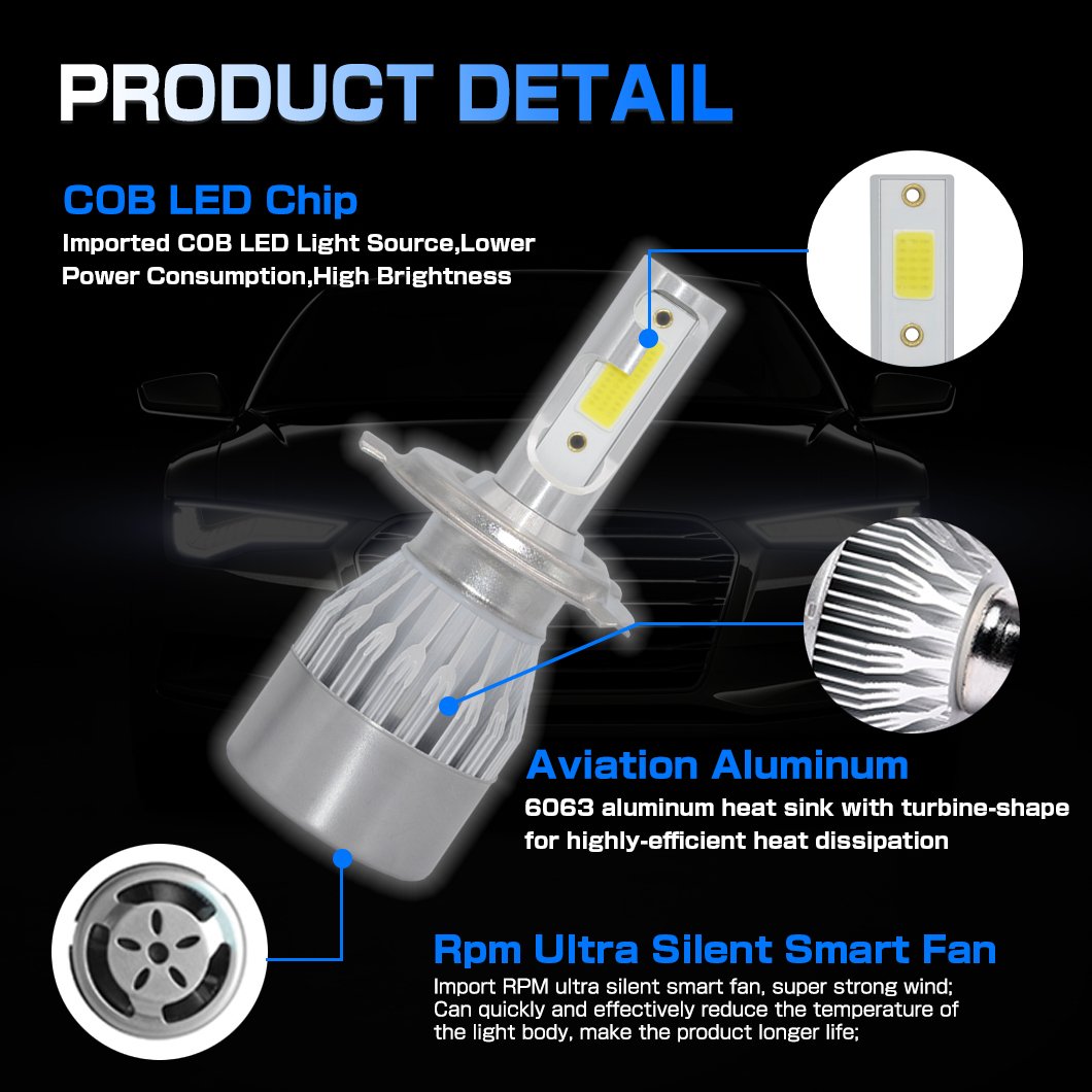 GVIEW Waterproof 36W C6 H4 H7 H11 LED Car Headlight Kit Genre LED Headlights Bulbs