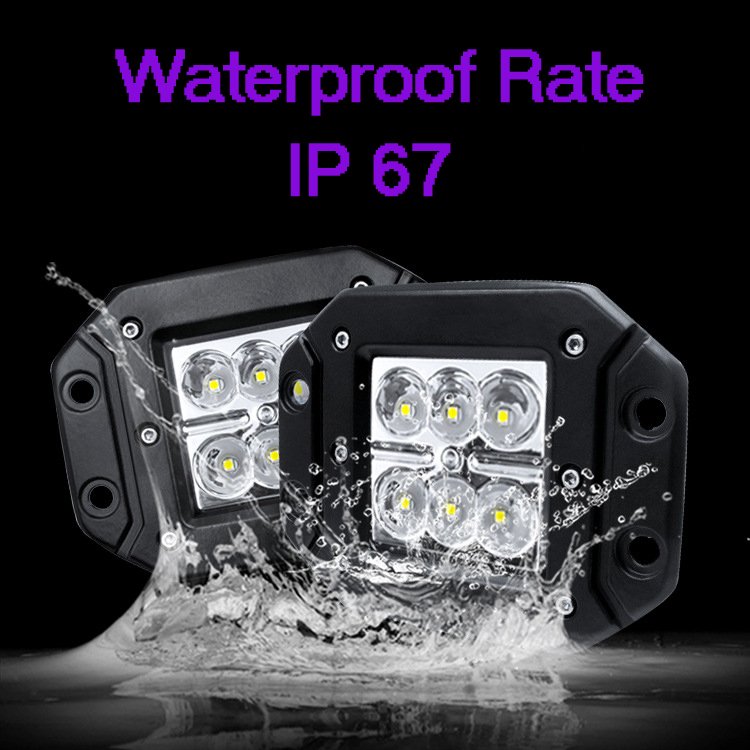 Led Pods 18W 1800LM 12V/24V Flood Led Off Road Lights Bright Driving Fog Light Flush Mount Led Work Light for Trucks Boat 4X4