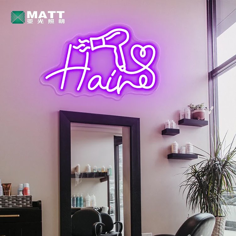 Matt Hair Salon Neon Sign Custom Business Led Light Beauty Room Salon Decor Barbershop Opening Sign Wall Neon Art