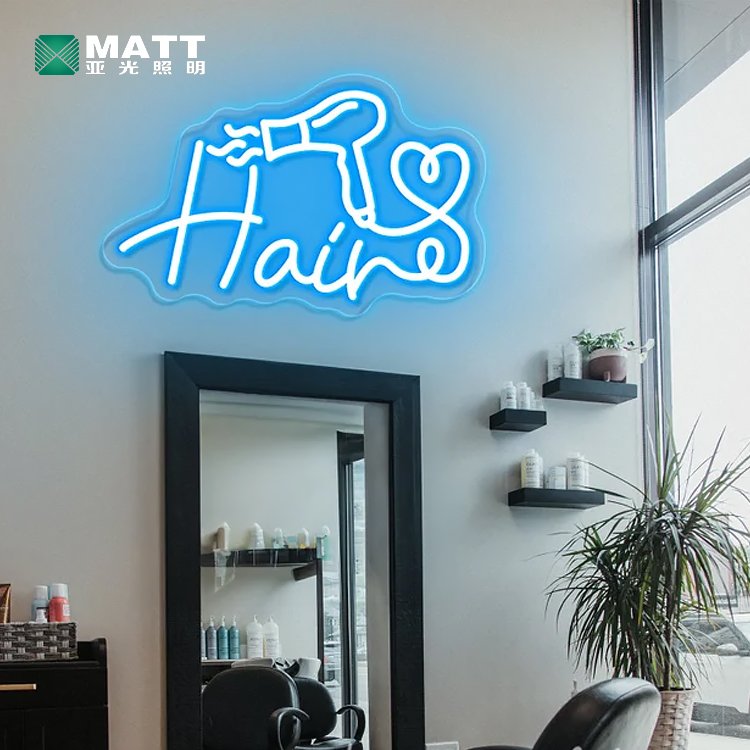 Matt Hair Salon Neon Sign Custom Business Led Light Beauty Room Salon Decor Barbershop Opening Sign Wall Neon Art