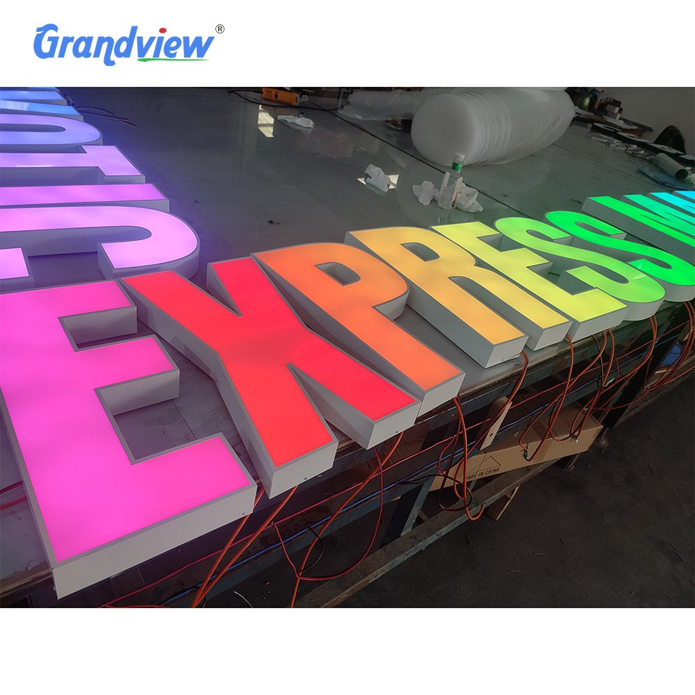 Custom Word Letter Signage 3D Led Lighted Digital Store Sign Outdoor RGB Full Color Led Changing Letter Advertising RGB Sign