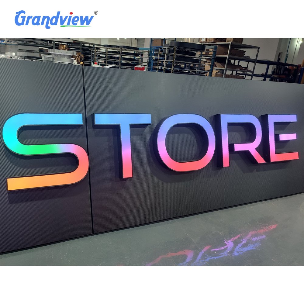 Custom Word Letter Signage 3D Led Lighted Digital Store Sign Outdoor RGB Full Color Led Changing Letter Advertising RGB Sign