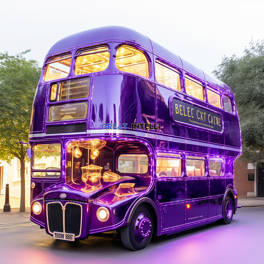 Great Intelli Double Decker London Bus Food Truck for Coffee Shop Pizza Ice Cream Churro Taco Burger Truck Food-truck Van