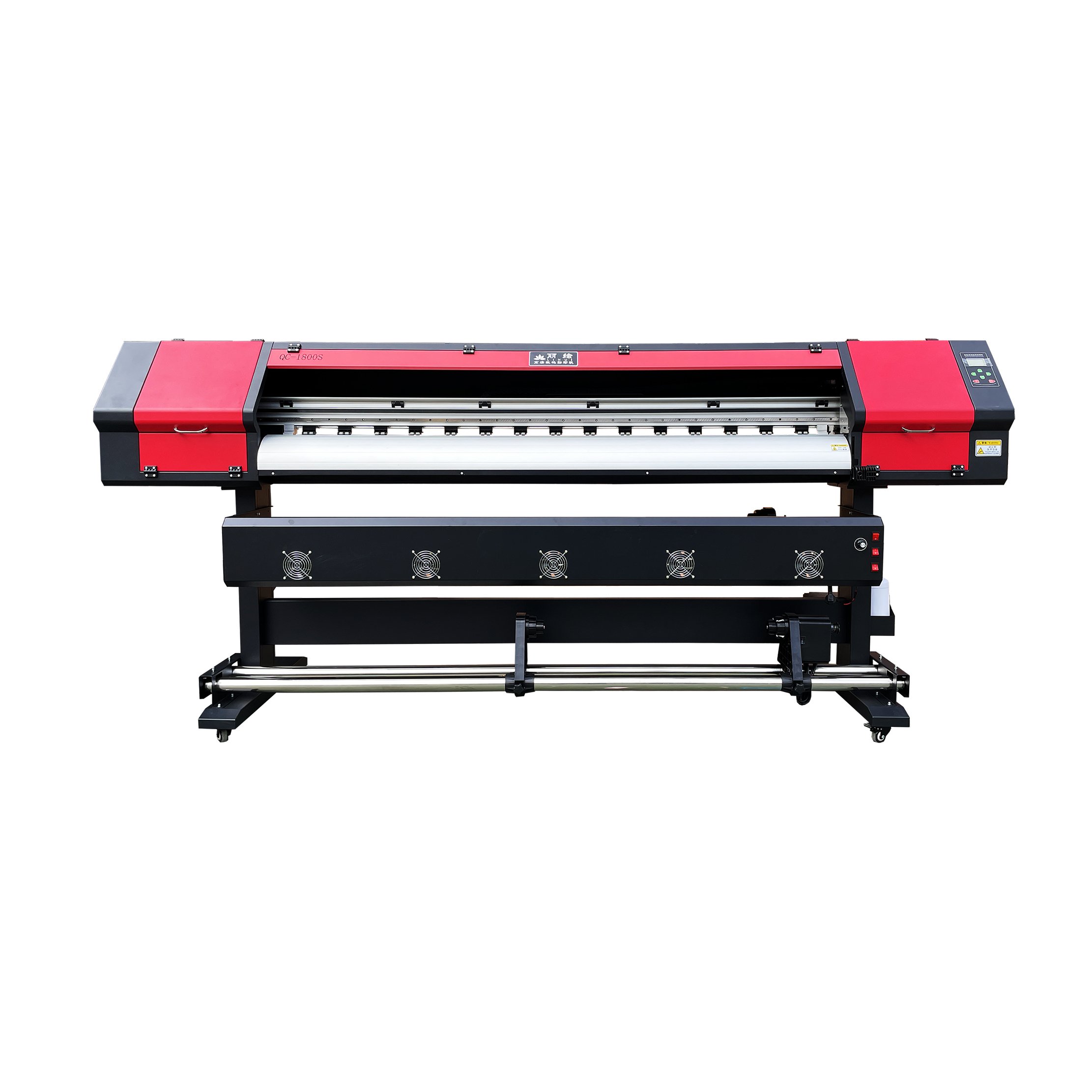 QC1300 Red Color Dual Head Digital Printer XP600 Printhead Roll to Roll Printing Machine Large Format Advertisement Printing