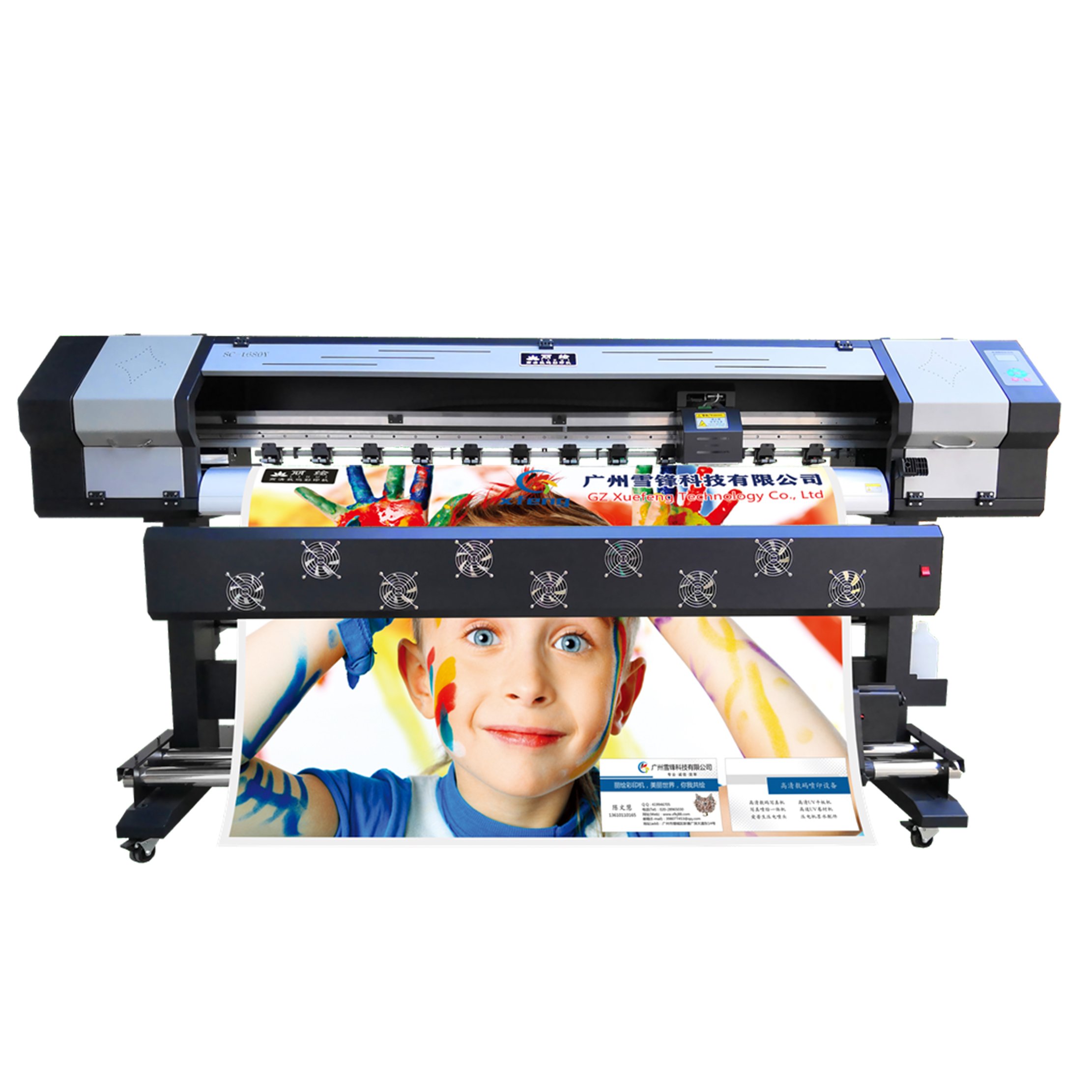 QC1300 Red Color Dual Head Digital Printer XP600 Printhead Roll to Roll Printing Machine Large Format Advertisement Printing