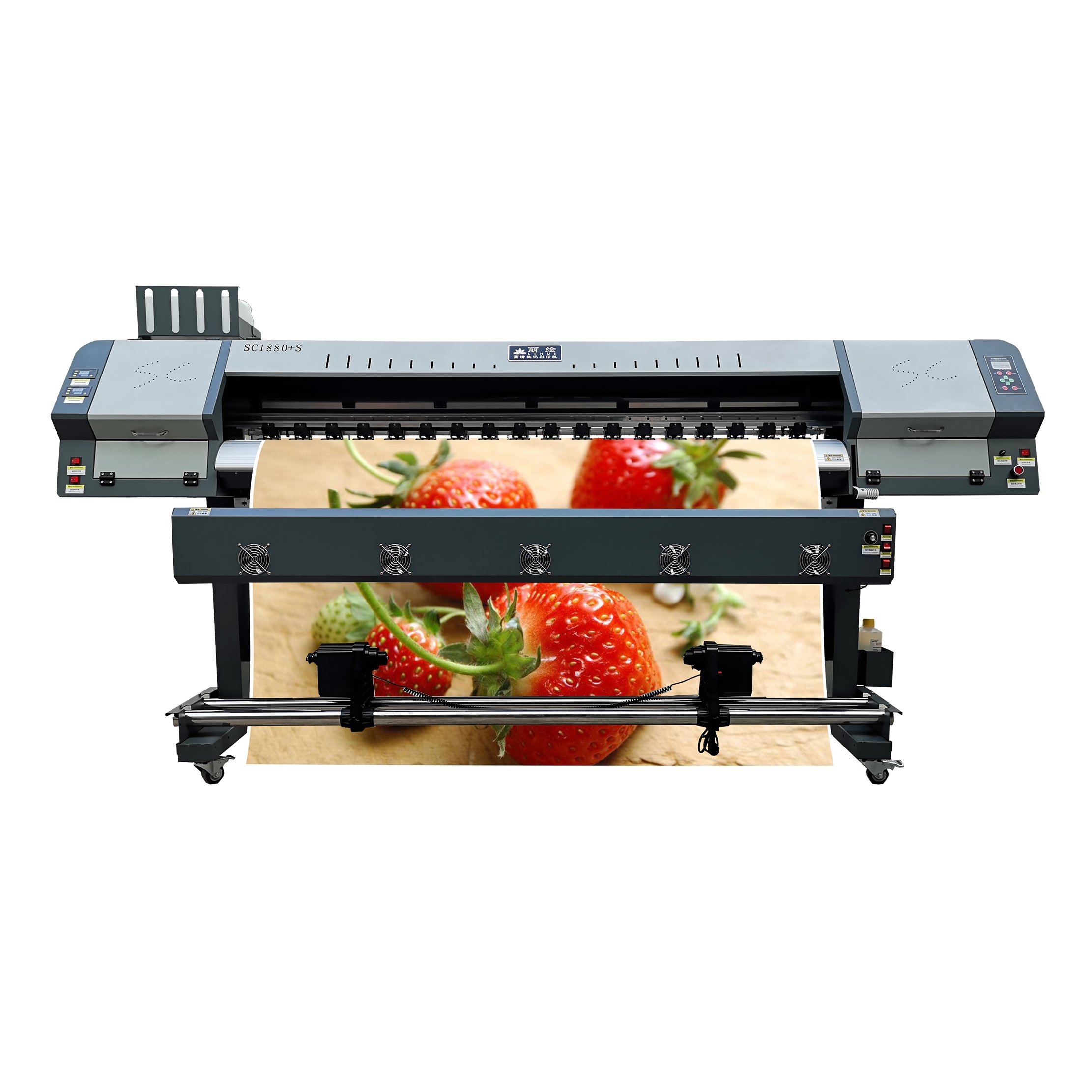 QC1300 Red Color Dual Head Digital Printer XP600 Printhead Roll to Roll Printing Machine Large Format Advertisement Printing