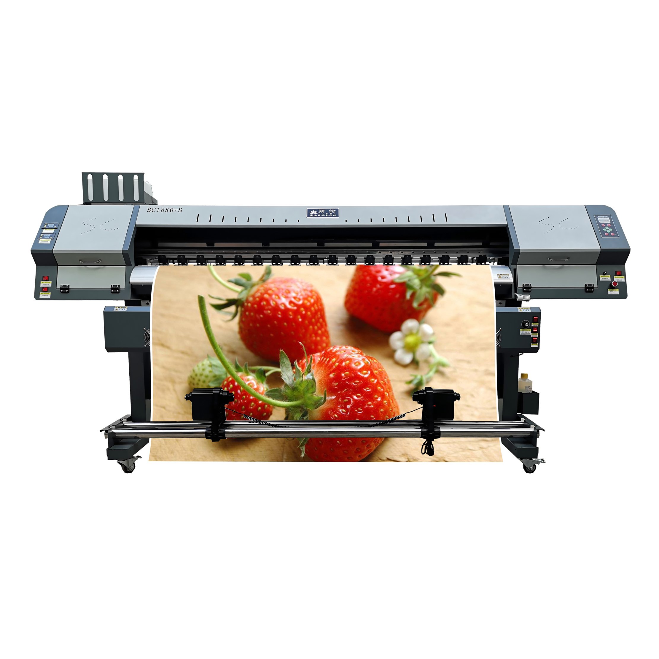 QC1300 Red Color Dual Head Digital Printer XP600 Printhead Roll to Roll Printing Machine Large Format Advertisement Printing