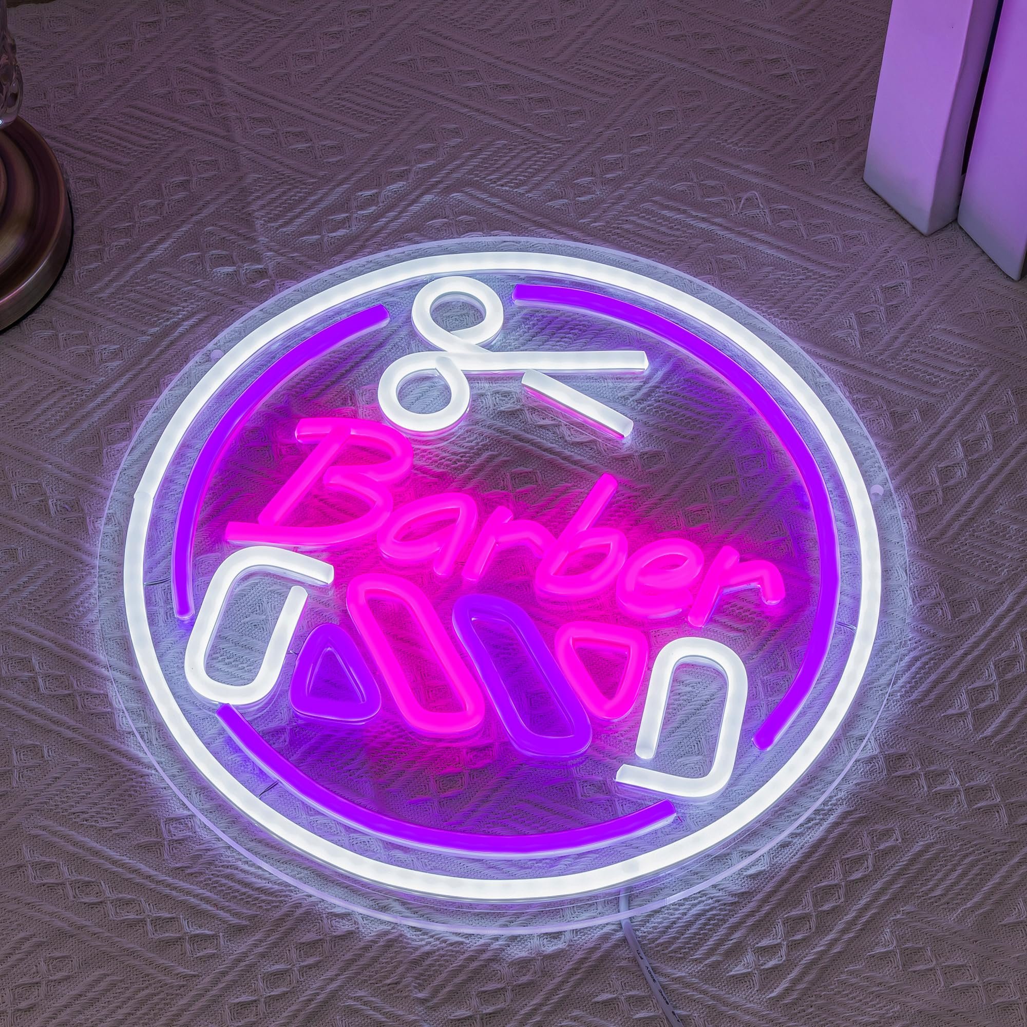 Barber Neon Sign for Barber Shops Decor Colorful Neon Light Round LED Neon Sign