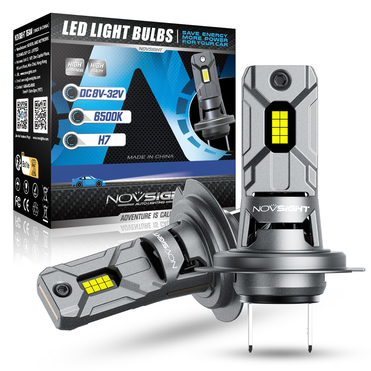 Novsight H7 12000 Lumens Bright Car LED Lights 6500K White LED Headlight H7 Led Headlight for Car Accessories