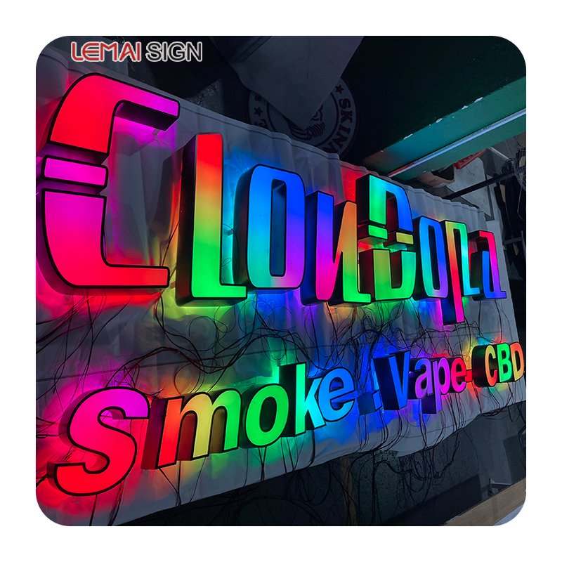 Customized 3D Store logo Acrylic Stainless Steel Outdoor Waterproof logo LED RGB Channel Letters for Display