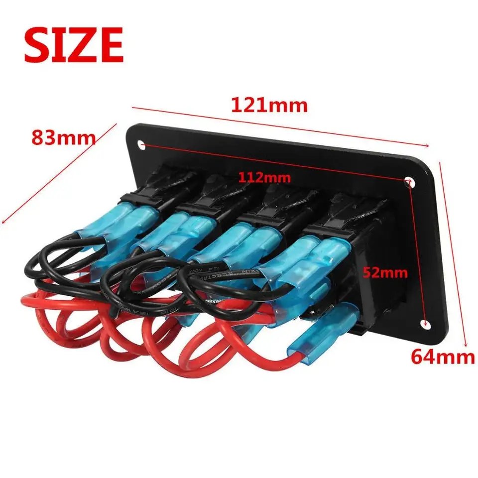 4 Gang Dual LED Switch Panel Light Bar 12V-24V for Car Truck Bus Boat
