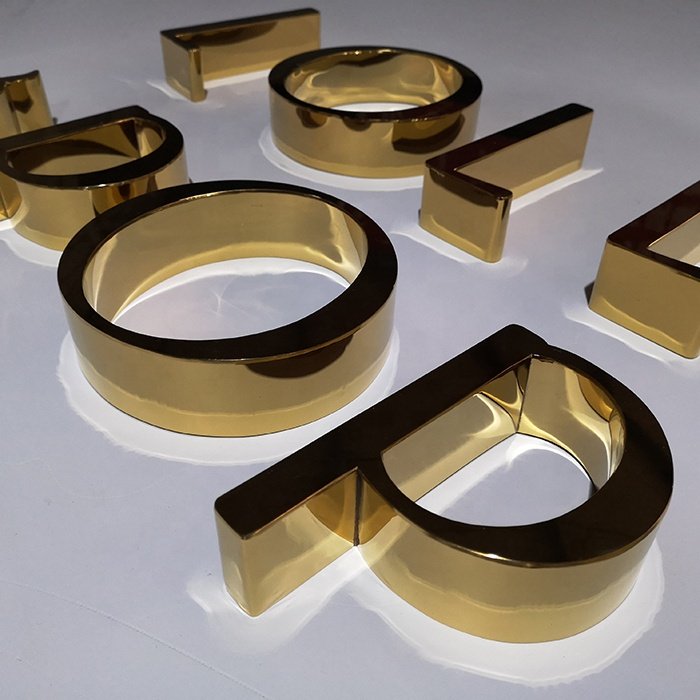 Mirror Gold Letter Custom Small Metal Letters for Wall Seamless 3D Metal Letter Sign