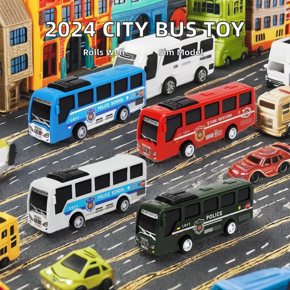 2024 New 1/32 Scale Diecast Car Model Medium City Bus Children's Pullback Toy with Wheels Casting Technique for Gifts