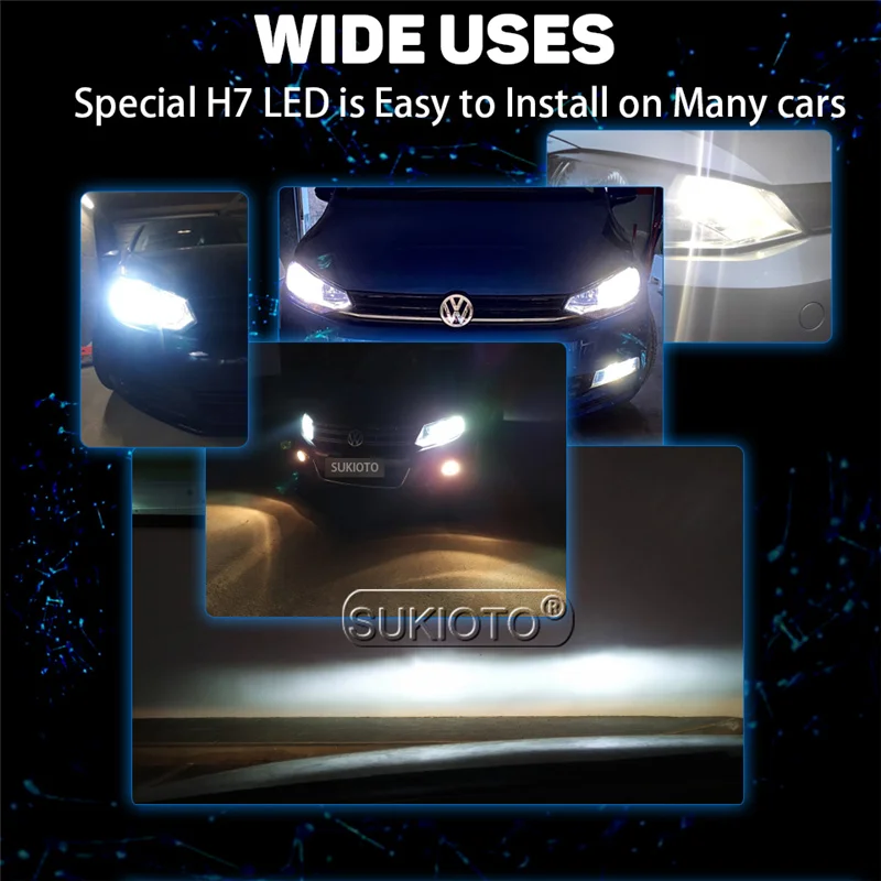 JAPAN SUKIOTO GENUINE H7 Led Headlight Canbus Bulb 72W 6000K G2 Low Beam Light for VW Golf 7 MK7 Golf 6 MK6 Touran Tiguan Passat