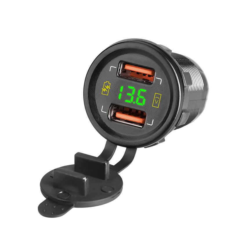 12V 24V Wholesales Led Voltmeter QC3.0 Dual USB Socket Charger