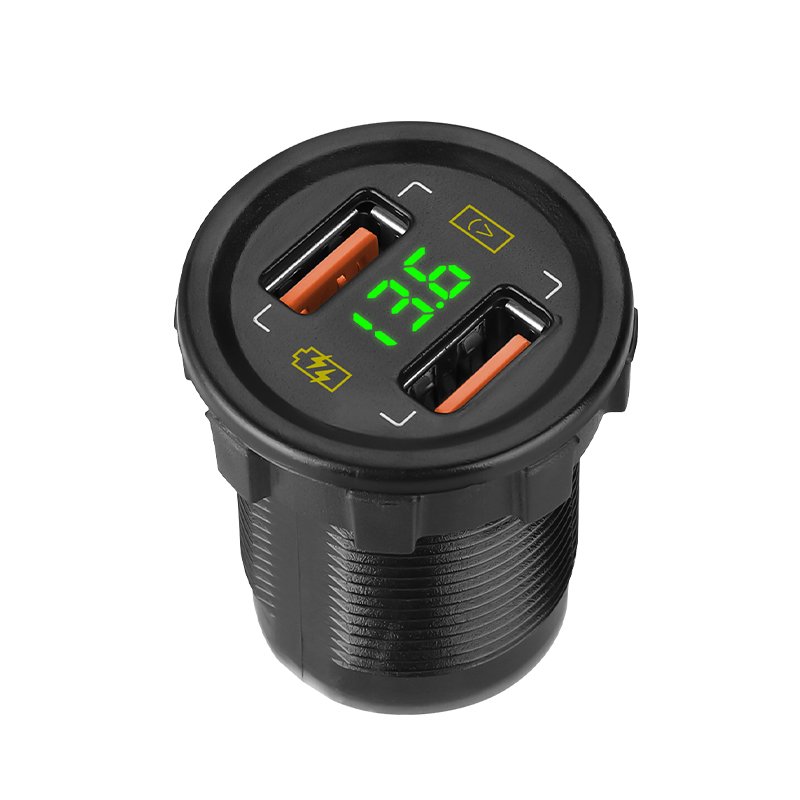 12V 24V Wholesales Led Voltmeter QC3.0 Dual USB Socket Charger
