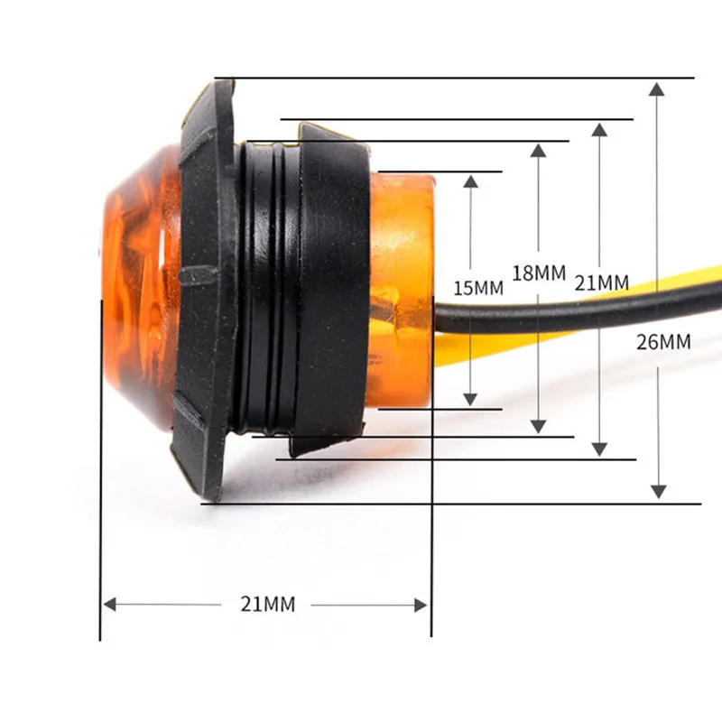 12V 24V Round Trailer Side Marker Lights 3SMD Round Grille Light Clearance Lights for Trucks Turn Signal Lamp